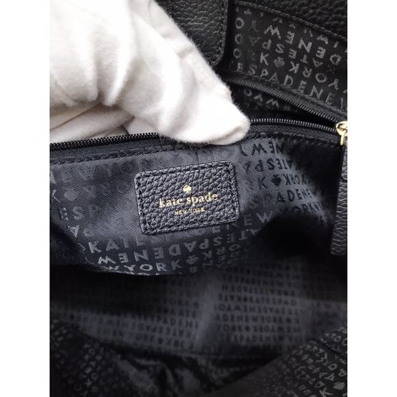 Kate Spade New York Black Leather Carryall Double Handles Satchel Bag - Picture 12 of 16